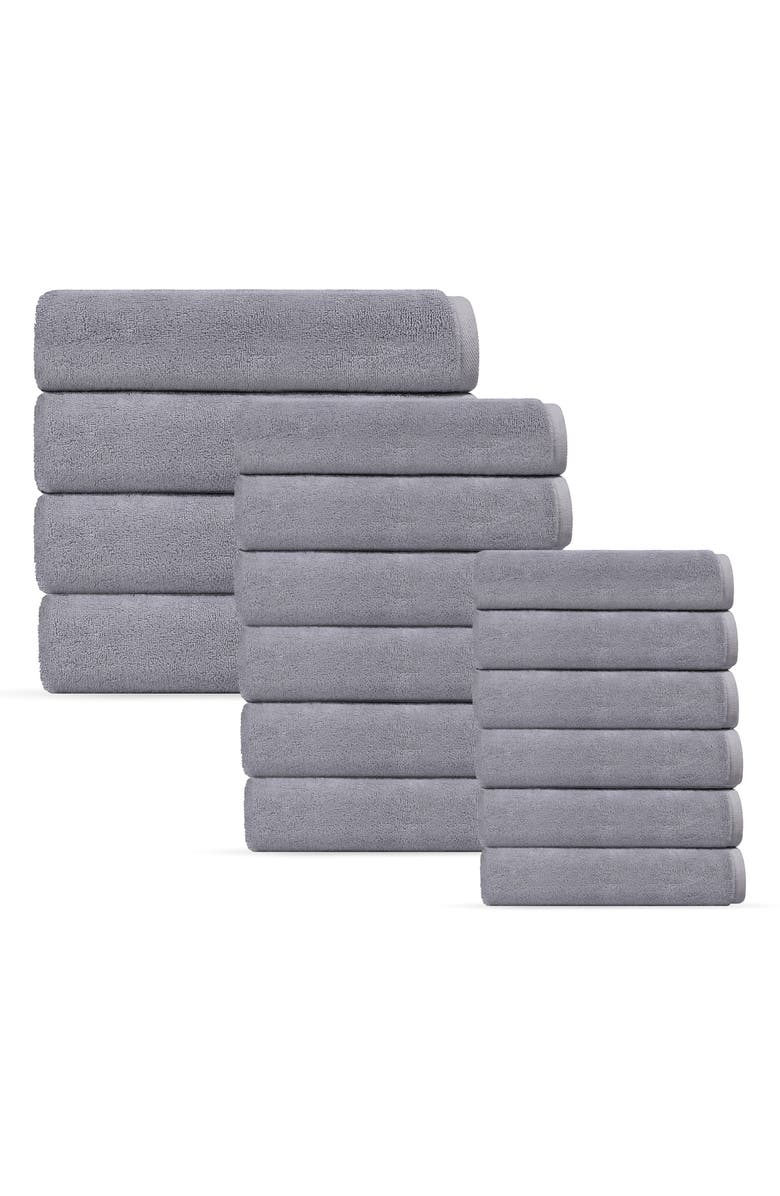 DePera Puresoft 16-Piece Turkish Cotton Towels Set, Main, color, Grey