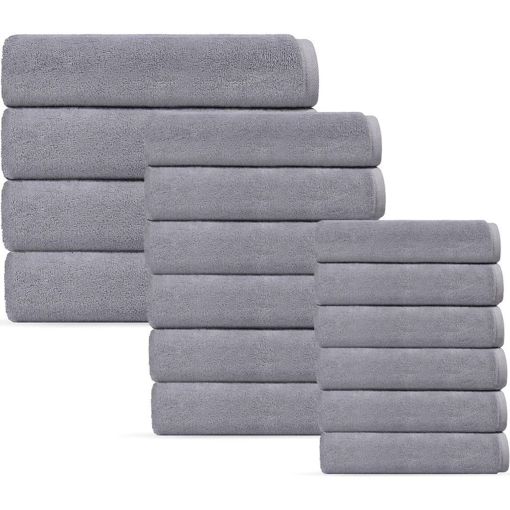 Depera Puresoft 16-piece Turkish Cotton Towels Set In Gray