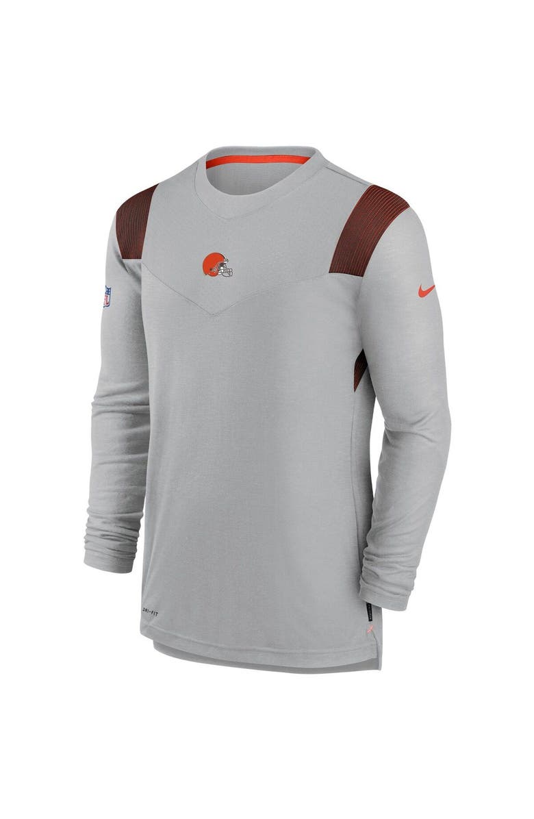 Nike Men's Nike Gray Cleveland Browns Sideline Player UV Performance Long Sleeve T-Shirt, Alternate, color, 