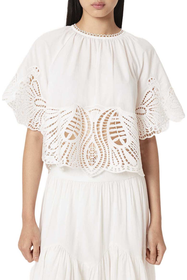 Femi Broderie Anglaise Cotton Top, Main, color, CHALK WHITE