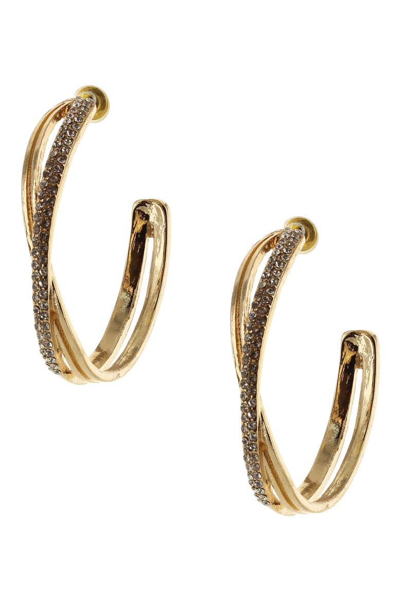 Karlie Twisted Hoop Earrings, Main, color, GOLD / CLEAR