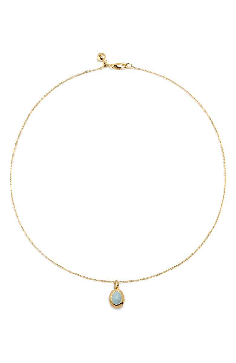 Monica Vinader Birthstone Locket Pendant Necklace, Main, color, 18Ct Gold Vermeil / Aquamarine