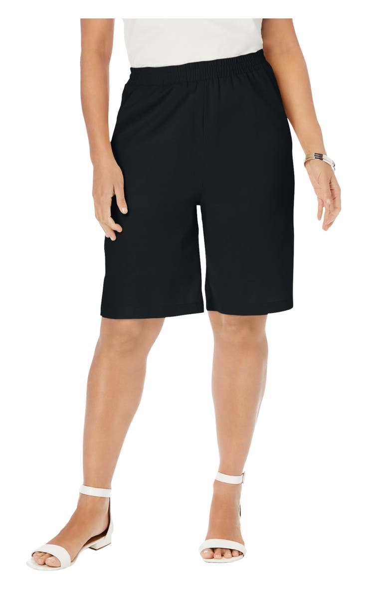 Jessica London Linen Short, Main, color, Black