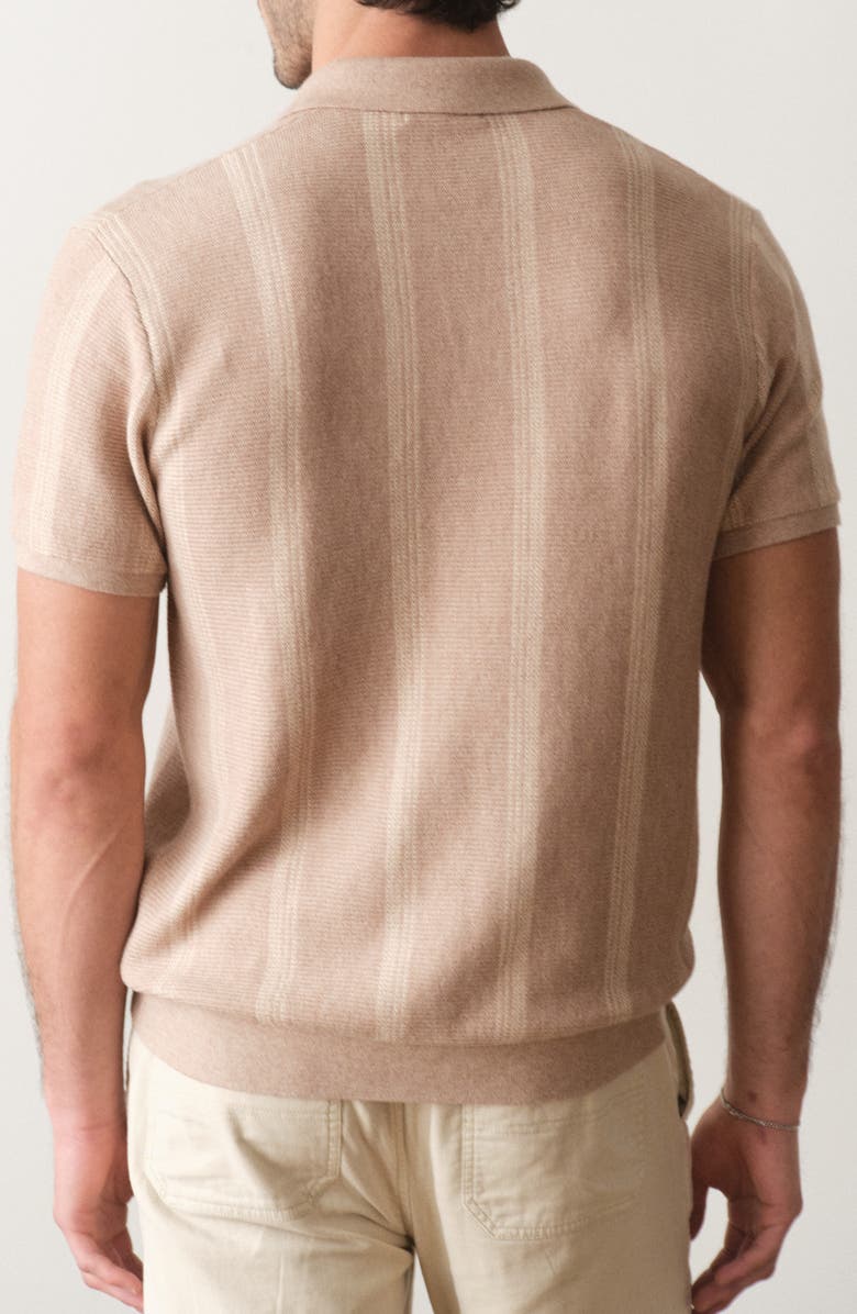 Marine Layer Liam Cotton Blend Polo Sweater, Alternate, color, Driftwood Stripe