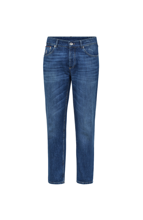 Brunello Cucinelli Relaxed Fit Denim Pants With Tapered Leg In Blue