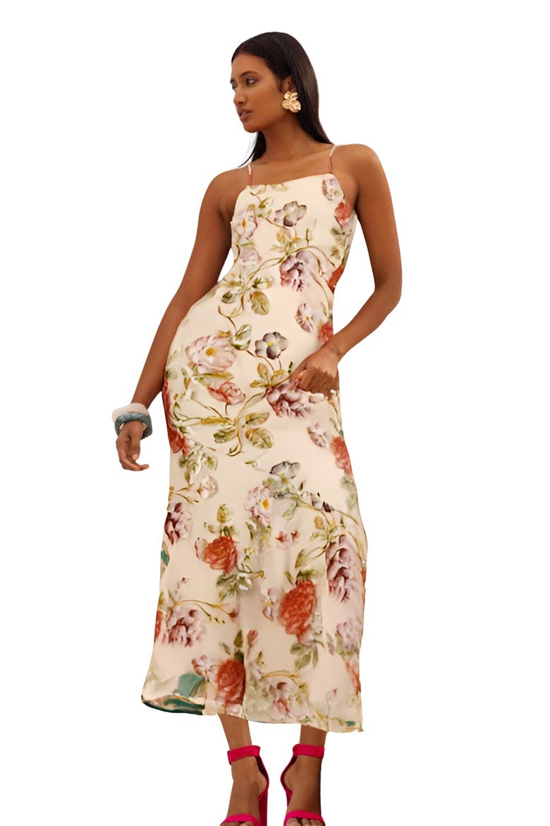 Muse Strappy Floral Sequin Maxi Dress, Main, color, Nude