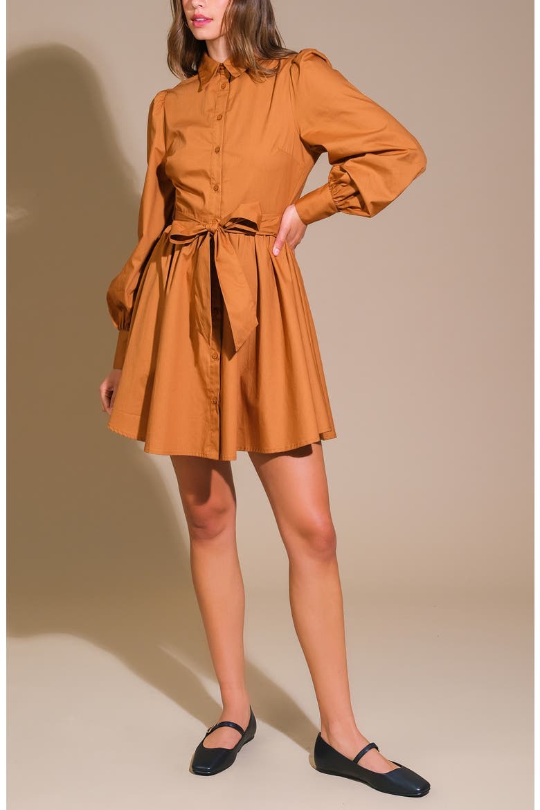 Solid Mini Shirtdress, Alternate, color, CARAMEL