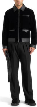 Manière De Voir Tony Velvet & Leather Contrast Jacket