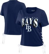 WEAR by Erin Andrews Women's WEAR by Erin Andrews Navy Tampa Bay Rays Side Lace-Up Cropped T-Shirt
