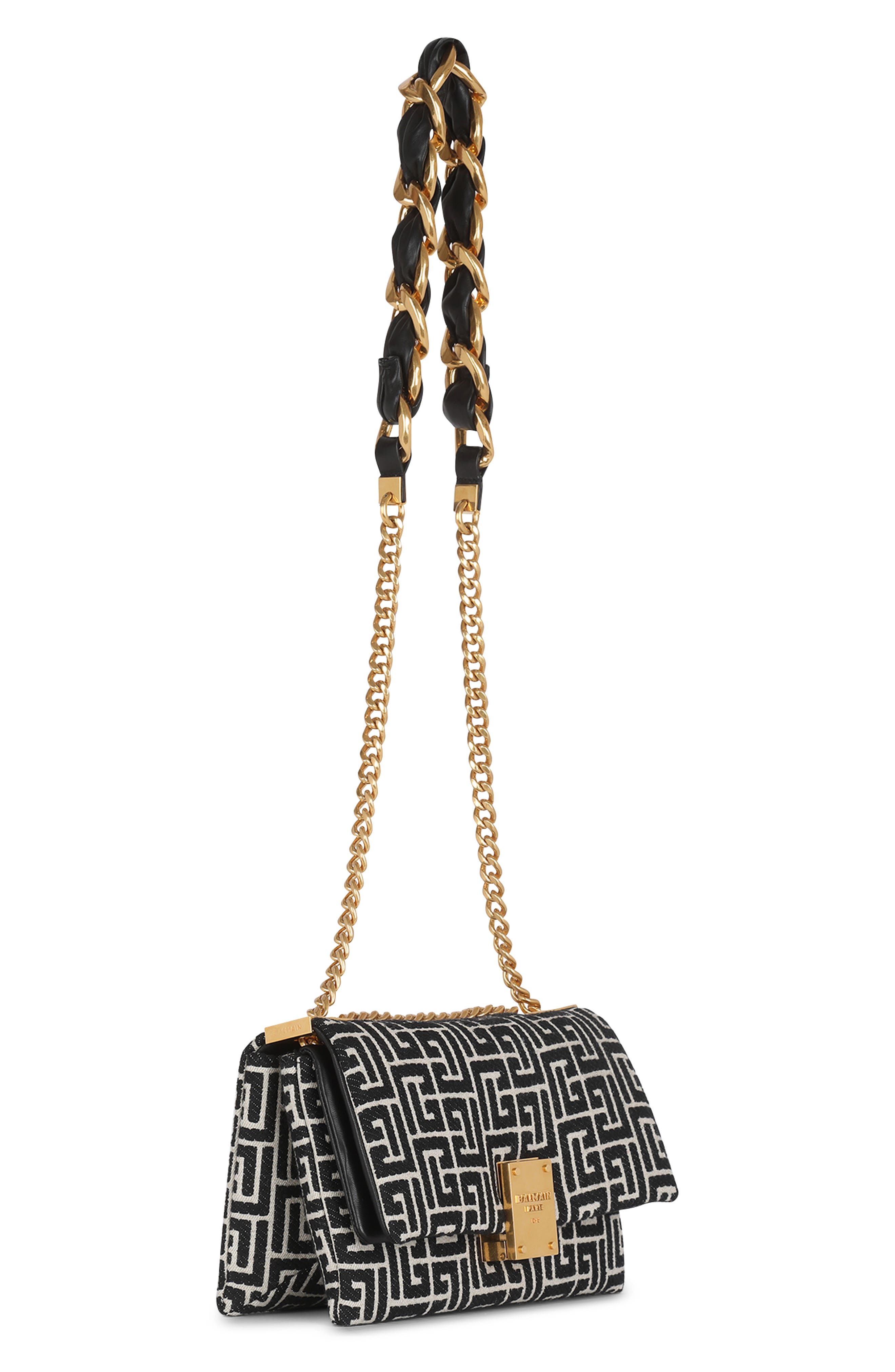 Balmain Small 1945 Soft Monogram Jacquard Crossbody Bag, Alternate, color, 