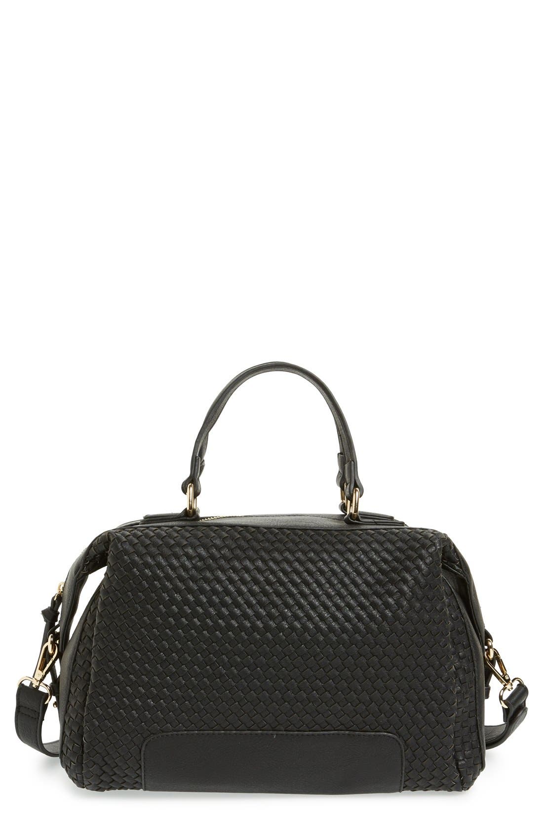 Sole Society 'Paxley' Woven Faux Leather Satchel, Main, color, 