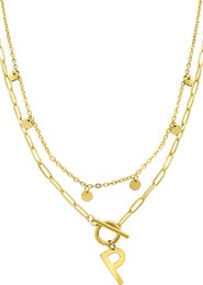 Adornia Initial Pendant Layered Chain Necklace