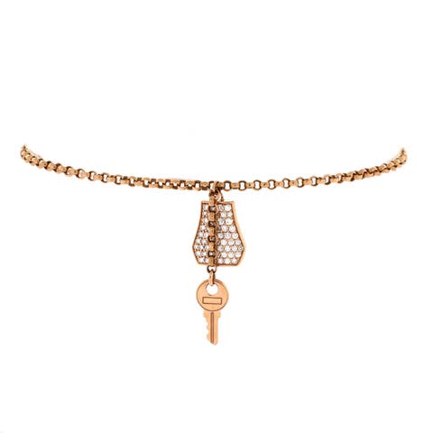 Kelly Clochette Chain Bracelet 18K Rose Gold with Pave Diamonds Small