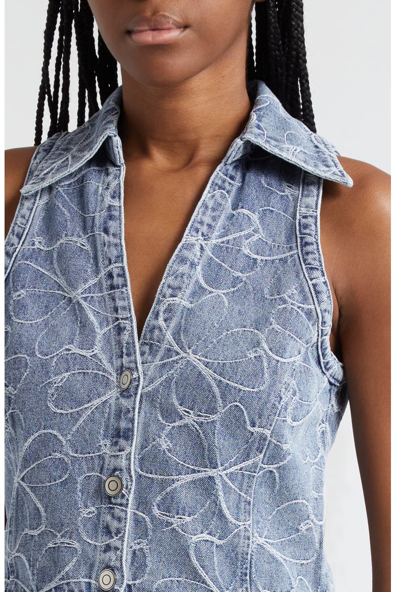 Deacon Floral Embroidery Denim Vest, Alternate, color, INDIGO EMB FLORAL DENIM