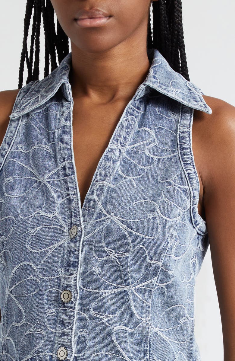 Ramy Brook Deacon Floral Embroidery Denim Vest, Alternate, color, 