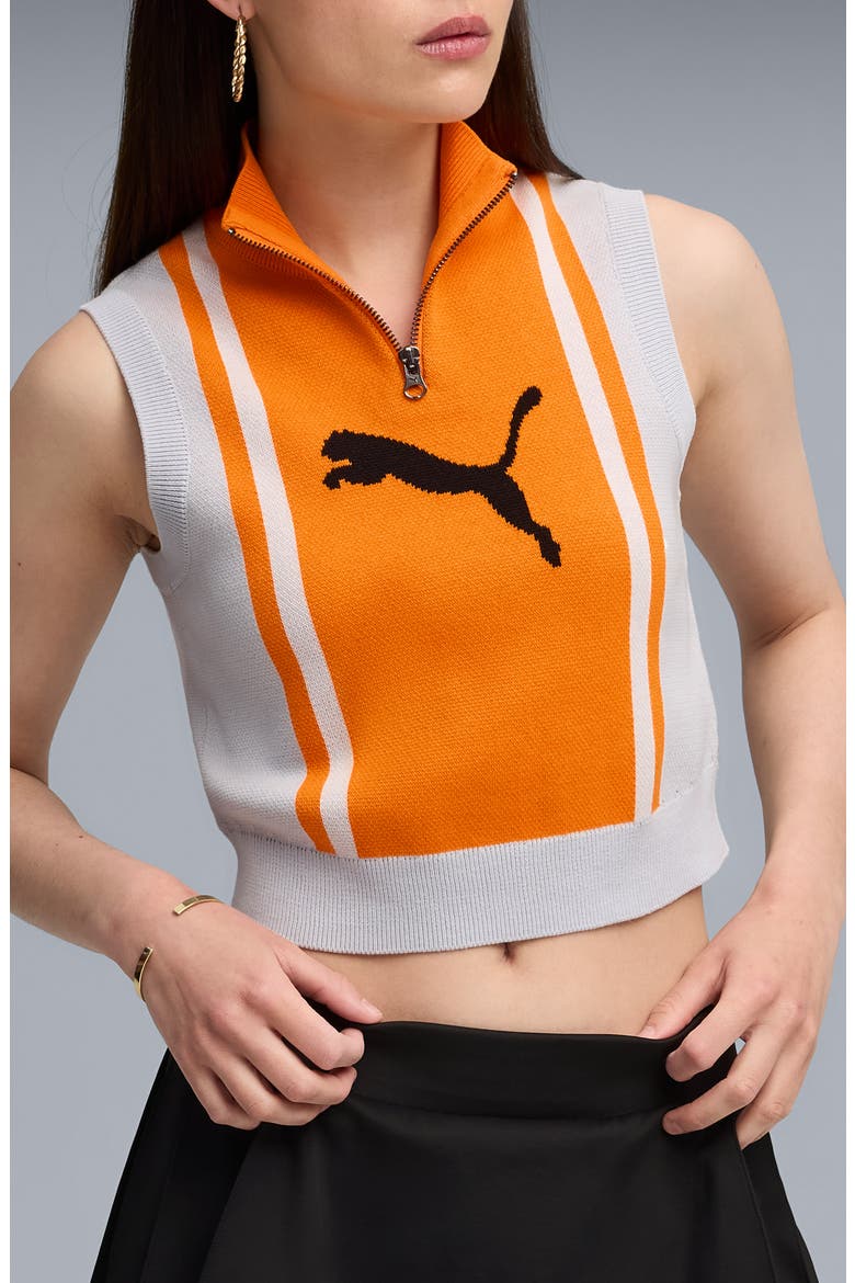 Future Archive Jacquard Sleeveless Half Zip Knit Crop Top (Women