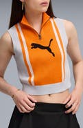 PUMA Future Archive Jacquard Sleeveless Half Zip Knit Crop Top