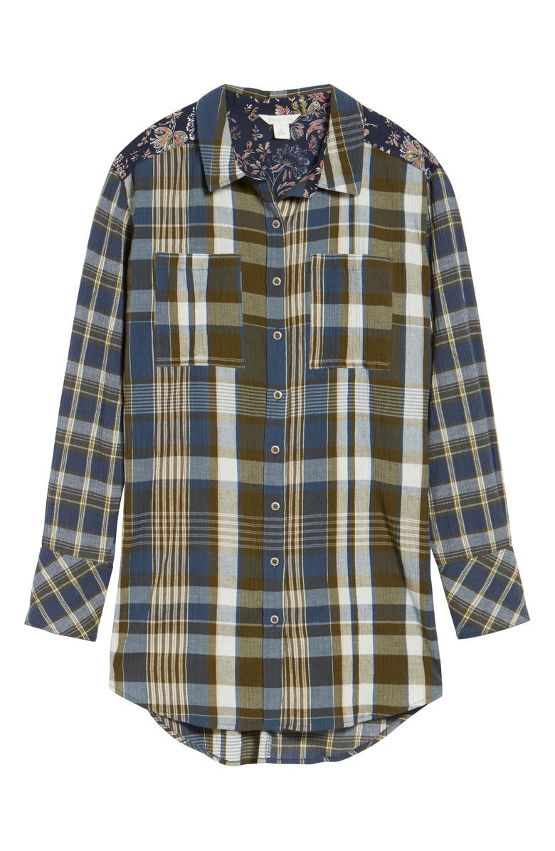 Caslon<sup>®</sup> Plaid & Floral Tunic Shirt, Alternate, color,