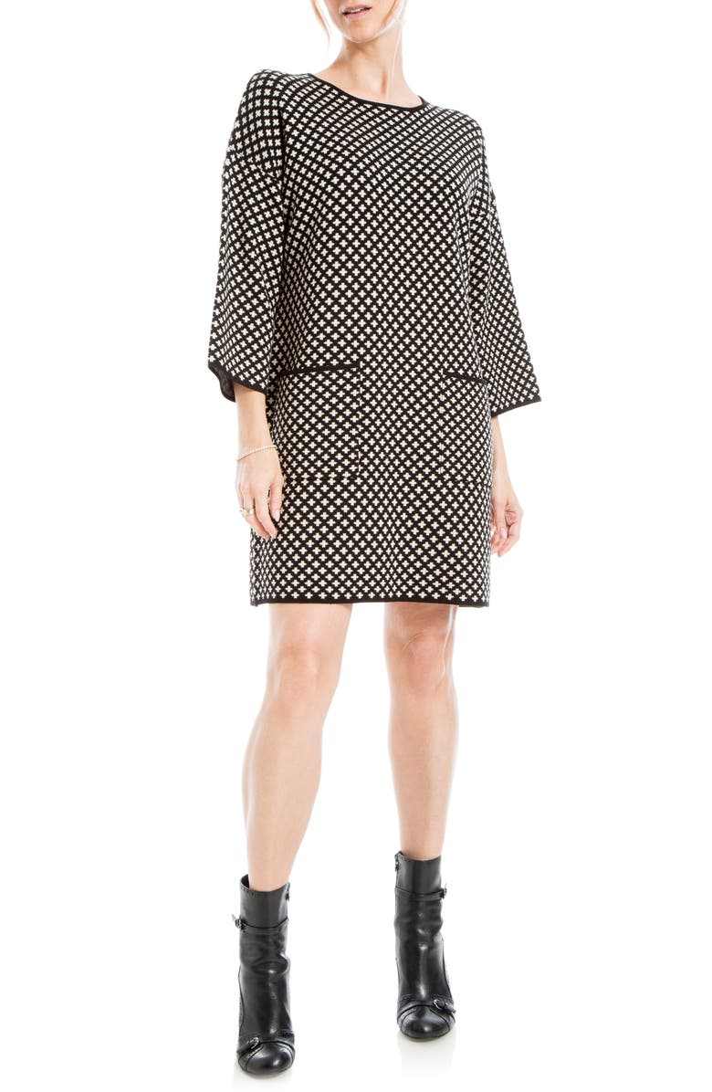 MAX STUDIO Double Knit Sweater Dress, Alternate, color, Black Bone Cross