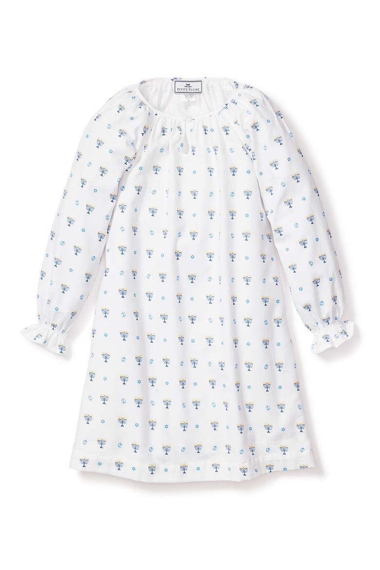 Kids' Delphine Hanukkah Cotton Blend Nightgown, Alternate, color, WHITE