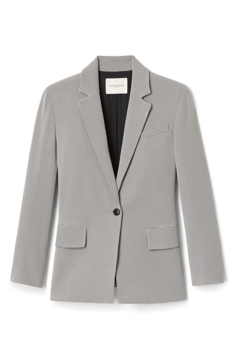 Lafayette 148 New York Fluid Houndstooth Jacquard Fitted Blazer, Alternate, color, Black Multi
