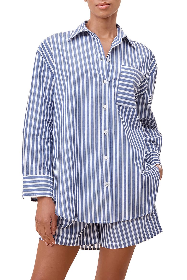 Stripe Cotton Pajamas, Main, color, BLUE/WHITE