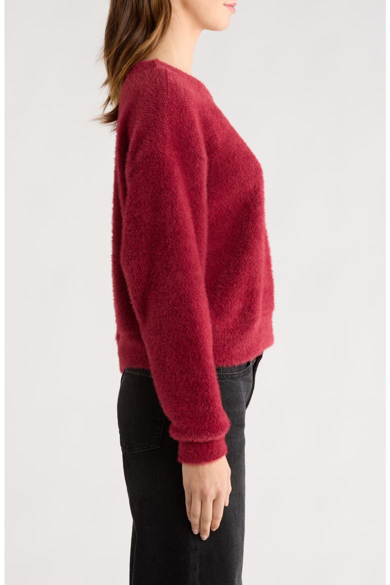 Fallon Fuzzy Crewneck Sweater, Alternate, color, CHERRY ON TOP RED