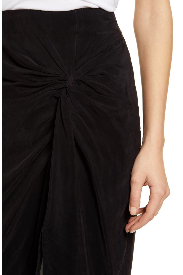 Twist Front Cupro Skirt, Alternate, color, BLACK