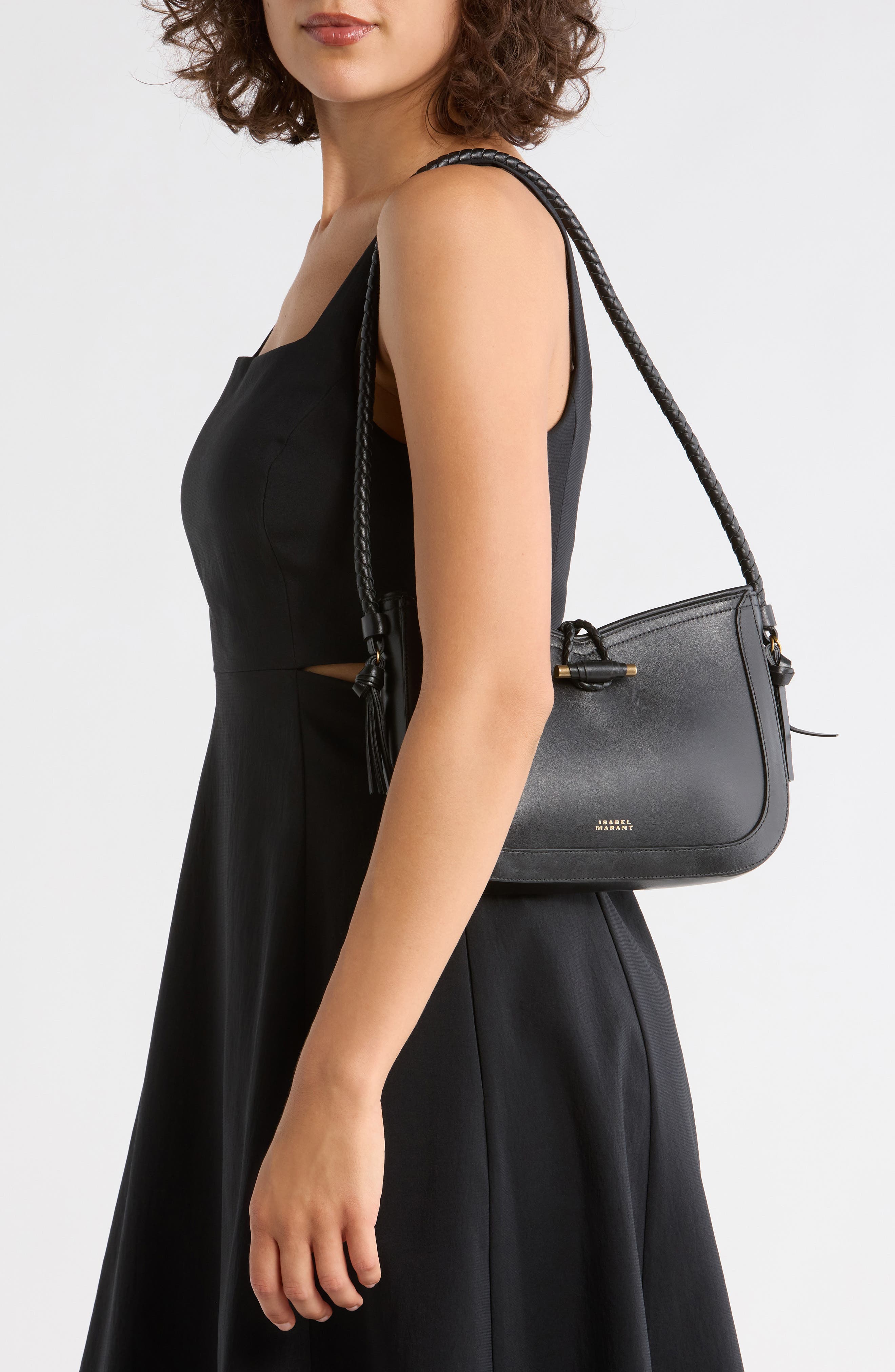 Isabel Marant Vigo Calfskin Leather Baguette Shoulder Bag, Alternate, color, 