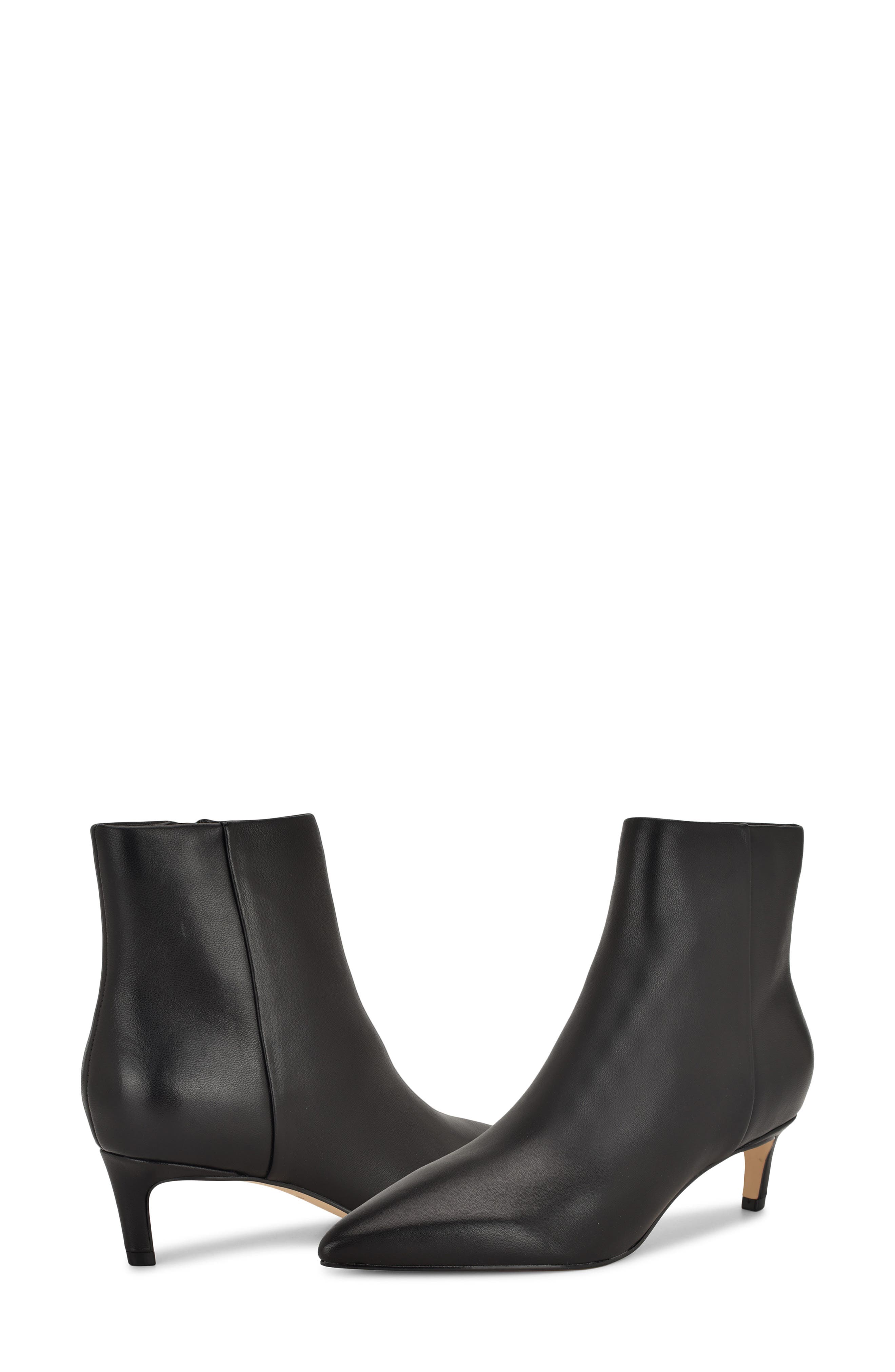 Nine West Brite Pointed Toe Kitten Heel Bootie, Alternate, color, Black Leather