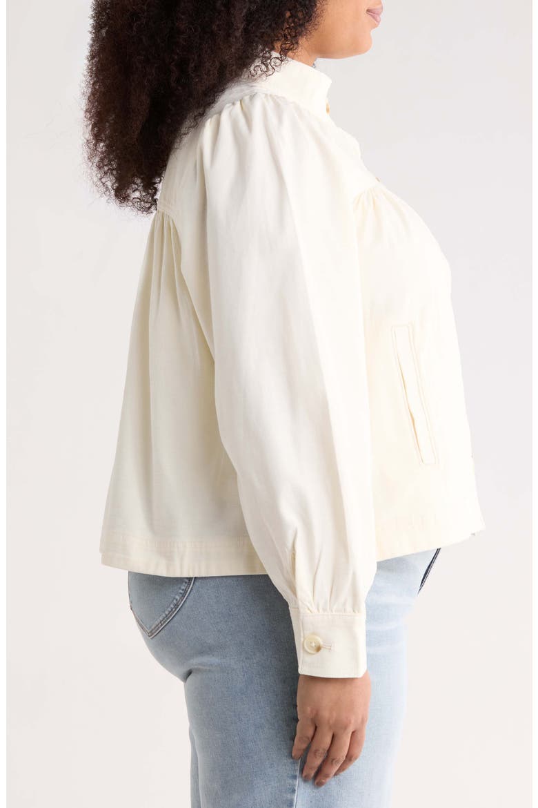 High Neck Stretch Cotton Twill Jacket, Alternate, color, ECRU