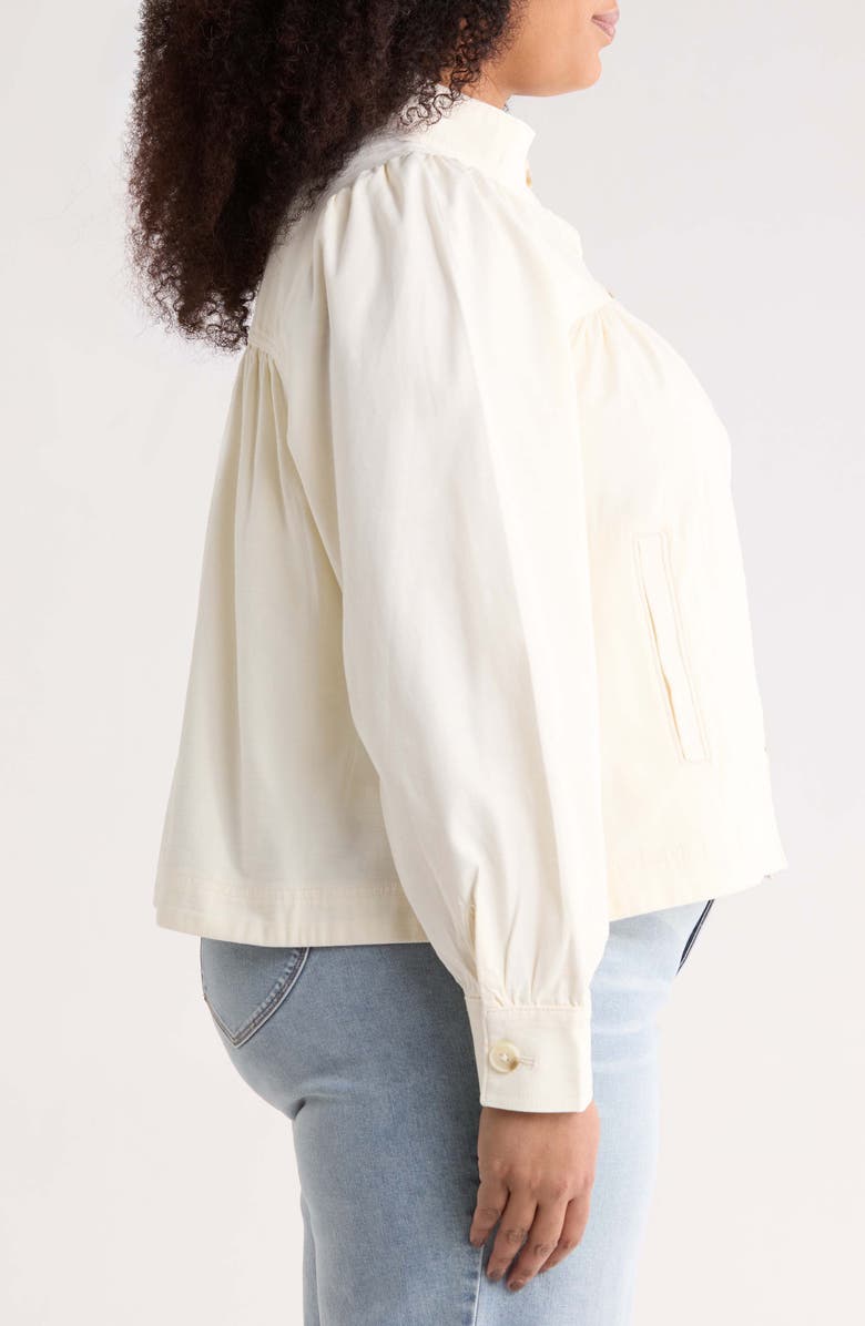 Treasure & Bond High Neck Stretch Cotton Twill Jacket, Alternate, color, Ecru