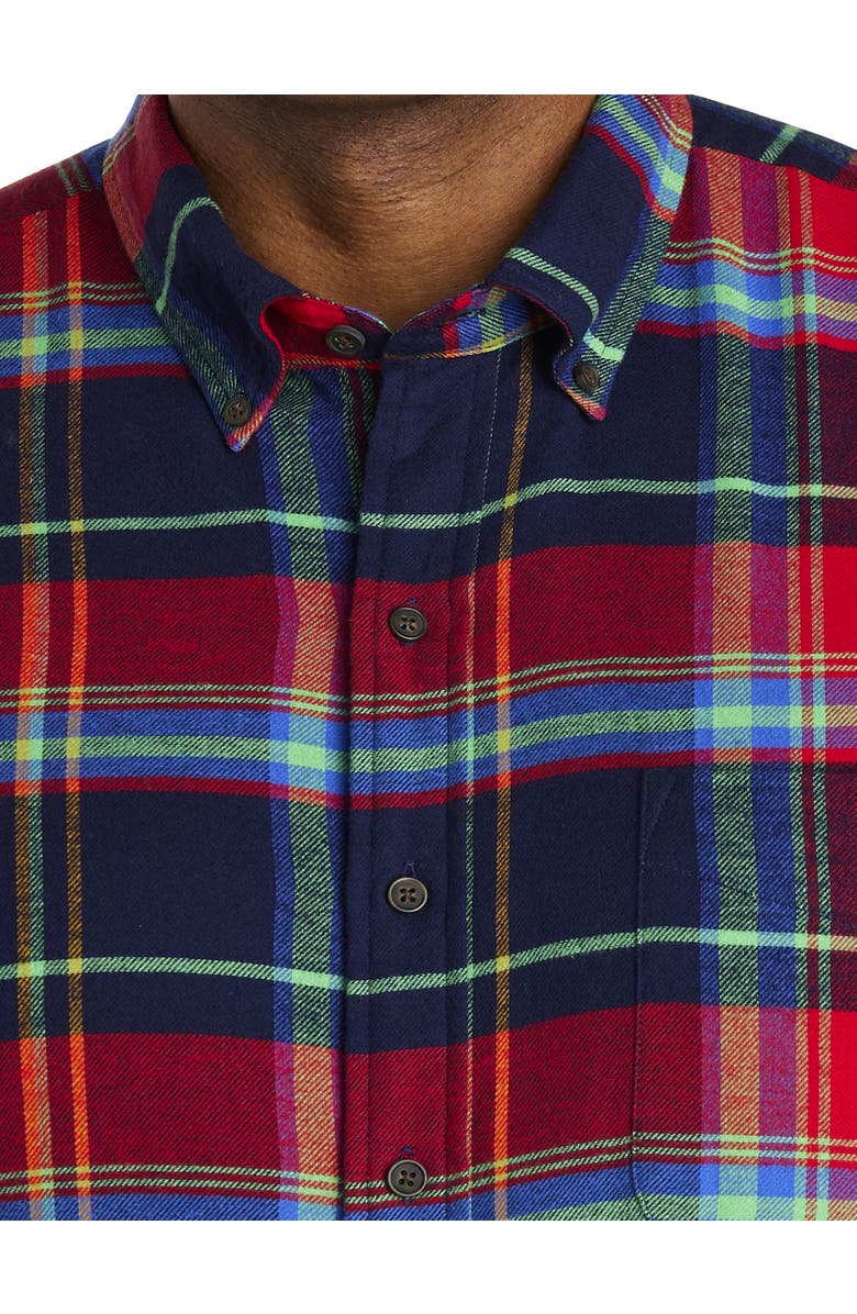 Harbor Bay by DXL Multi-Plaid Flannel Sport Shirt, Alternate, color, Bright Multi
