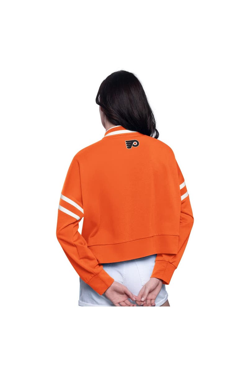 STARTER Women
s Starter  Orange Philadelphia Flyers Power Play Cropped Pullover Sweatshirt, Alternate, color, Orange