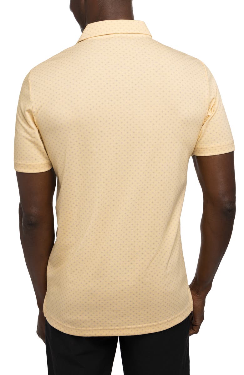 TravisMathew Bamboo Calm Foulard Print Polo, Alternate, color, Heather Golden Cream