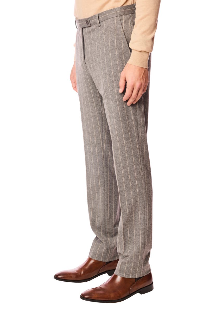 PAISLEY & GRAY Downing Slim Fit Flat Front Pinstripe Dress Pants, Alternate, color, Light Grey Tan Pinstripe