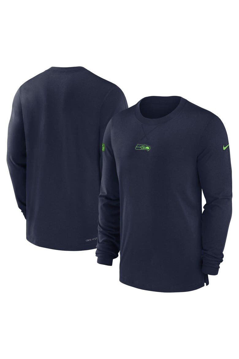 Men's Nike College Navy Seattle Seahawks 2023 Sideline Performance Long Sleeve T-Shirt, Main, color, Navy