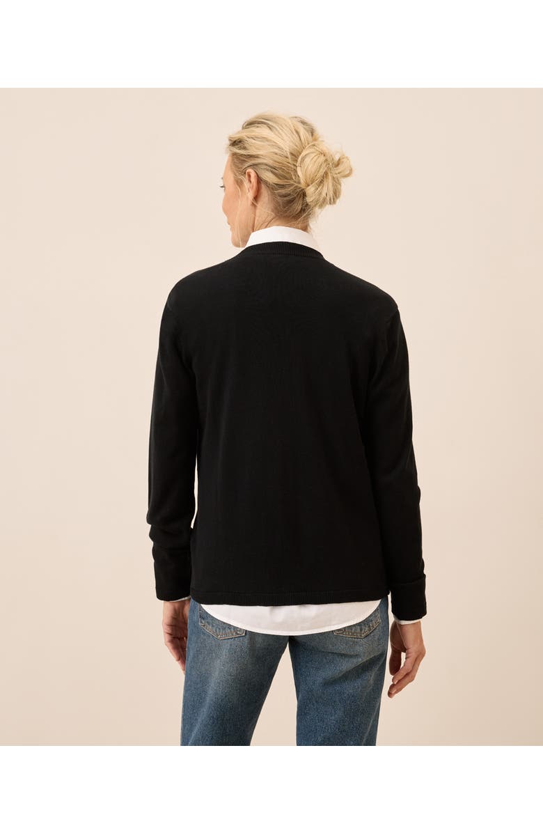 Pact Organic Classic Fine Knit V-Neck Cardigan, Alternate, color, Black