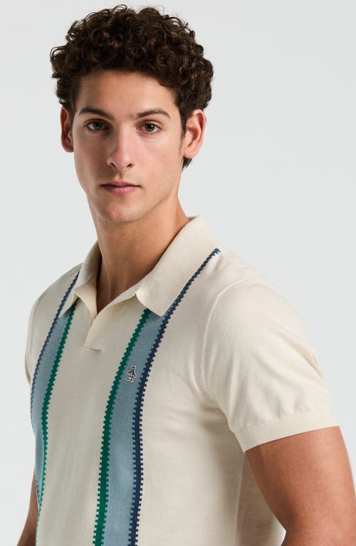 Original Penguin Vertical Stripe Cotton Polo In Neutral