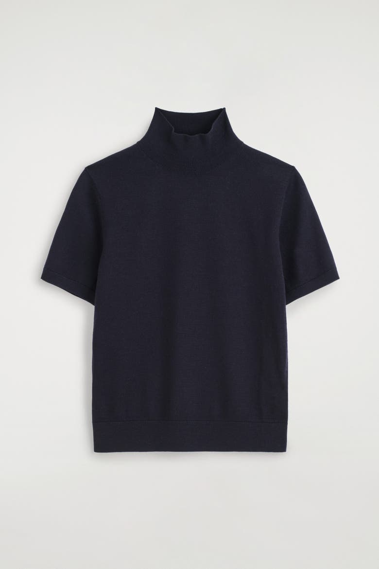 Merino Wool Turtleneck Top, Alternate, color, NAVY