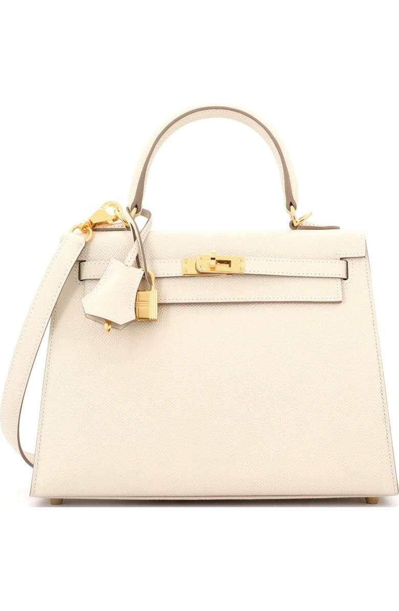 Pre-Owned Hermes Kelly Handbag Light Epsom with Gold Hardware 25, Main, color, Craie