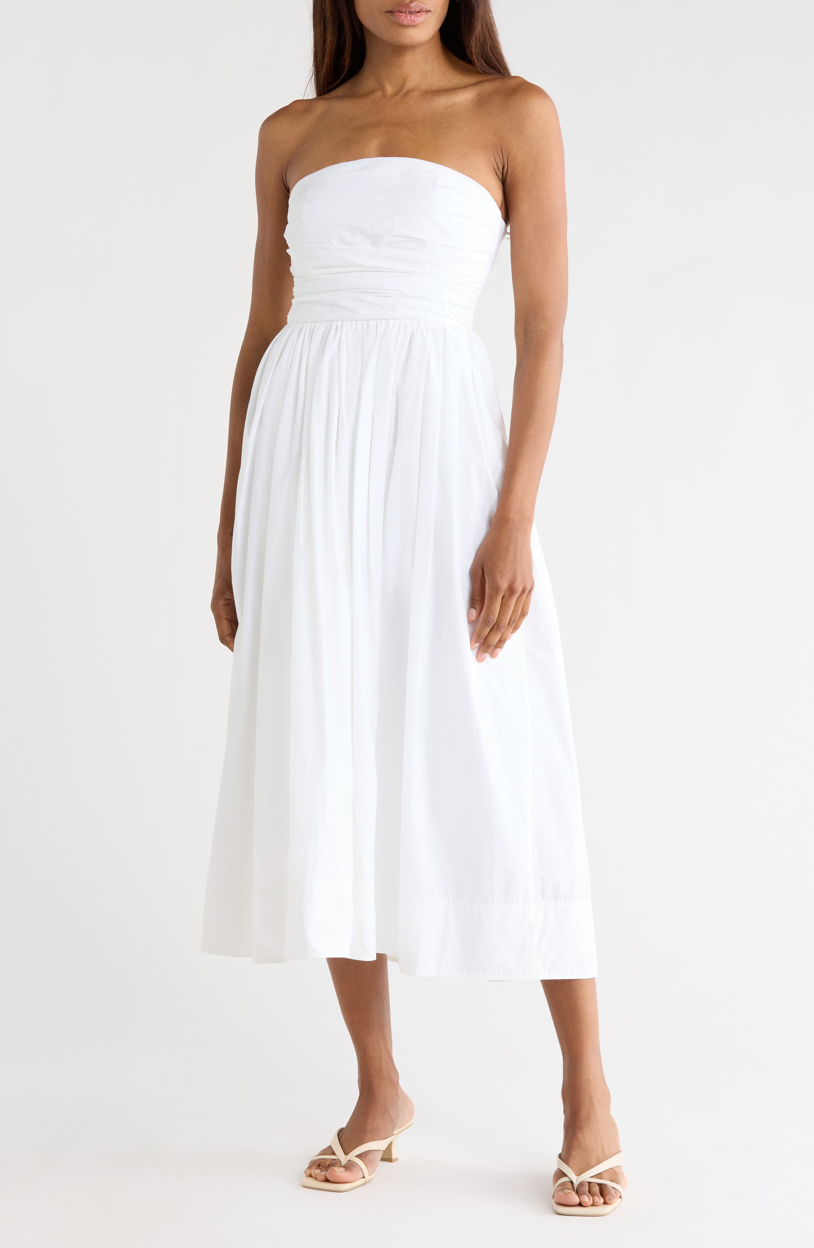 A.L.C. Tate Strapless Cotton A-Line Midi Dress