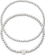 Adornia Beaded Initial Charm Bracelet Set