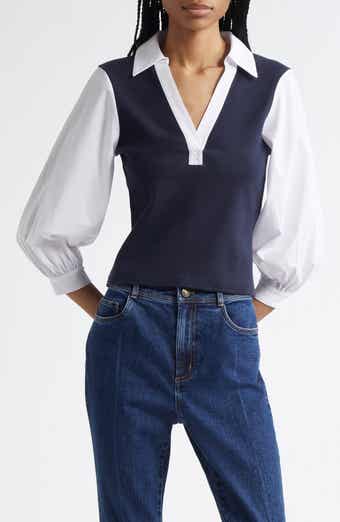 Cinq à Sept Colleen Mixed Media Collar Top