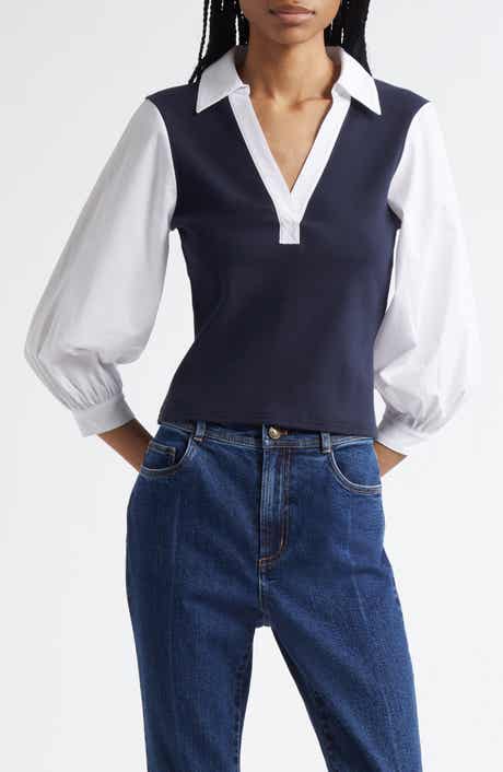 Cinq à Sept Colleen Mixed Media Collar Top