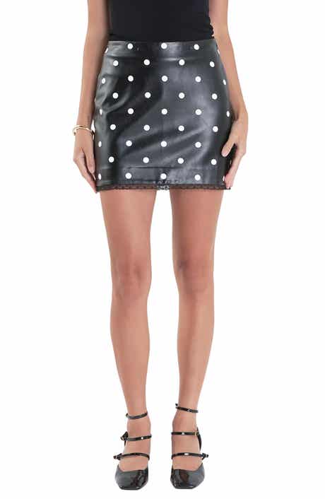 English Factory Polka Dot Faux Leather Miniskirt