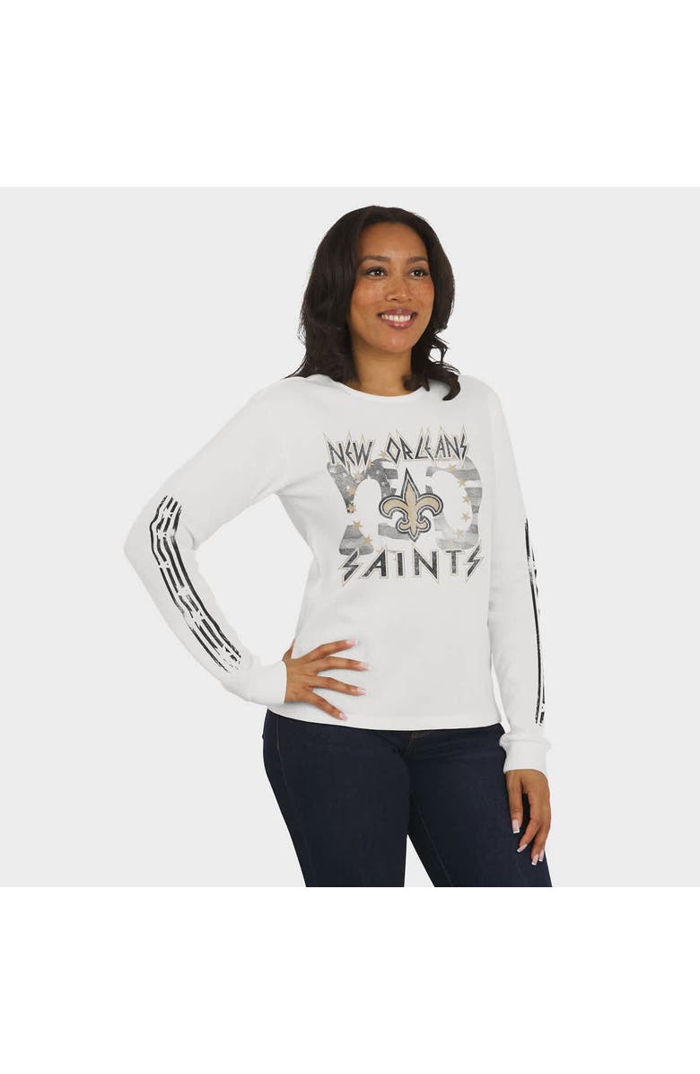 WEAR by Erin Andrews Women's WEAR by Erin Andrews White New Orleans Saints Graphic Waffle Long-Sleeve T-Shirt, Alternate, color, White