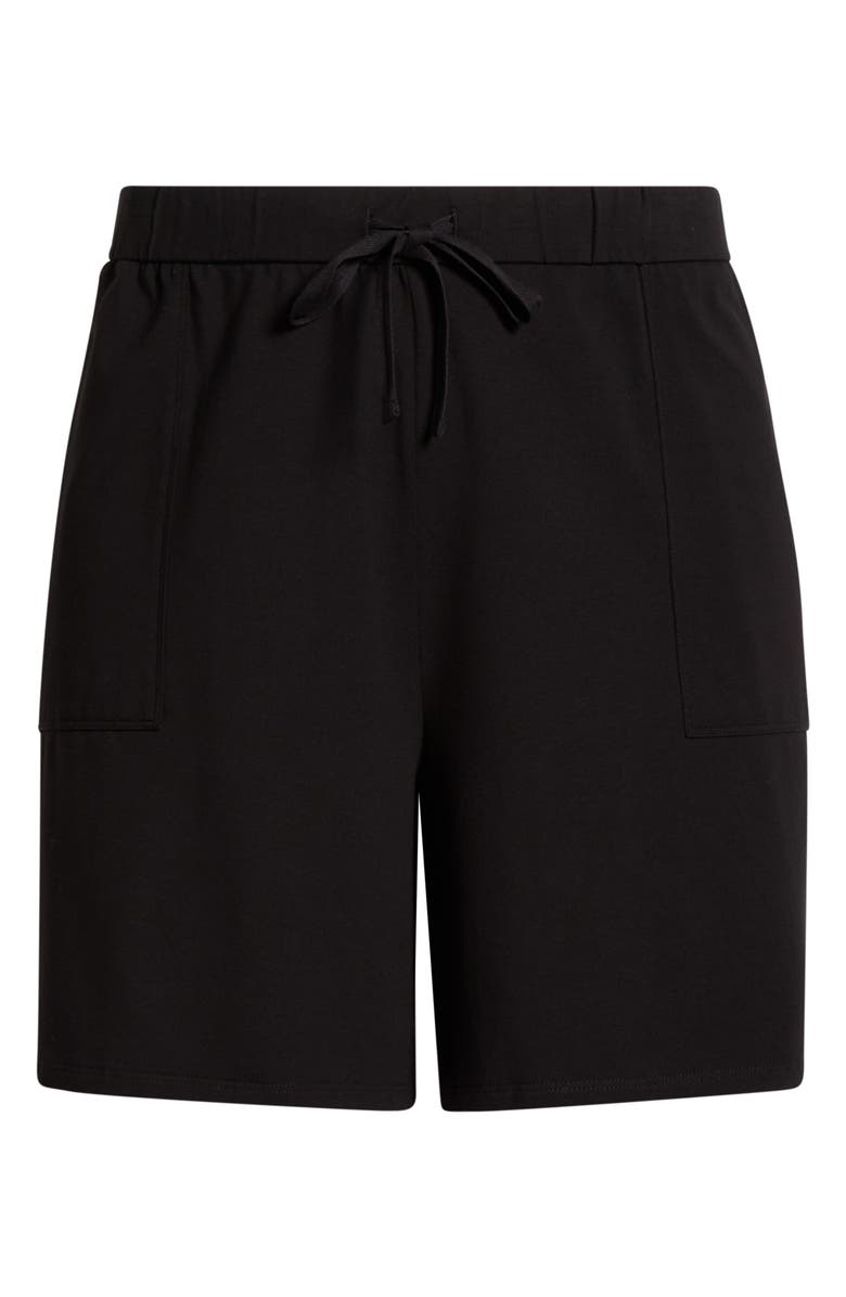 Eileen Fisher Stretch Organic Cotton Drawstring Shorts, Main, color, Black