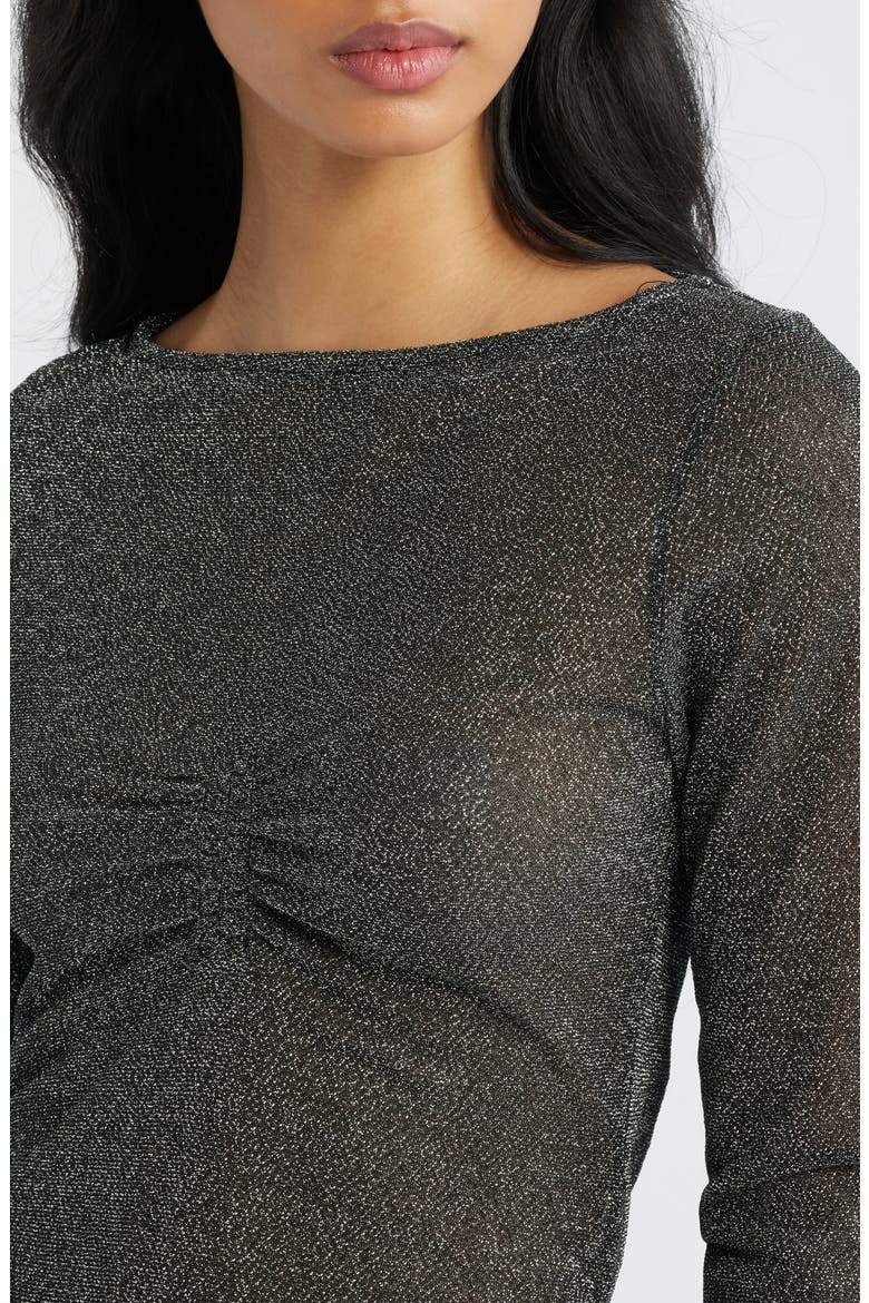 Crystal Clear Sheer Mesh Top, Alternate, color, BLACK / SILVER