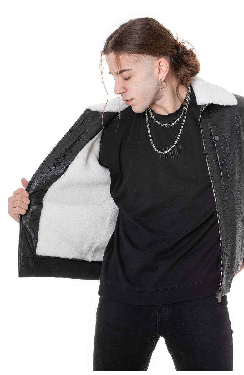 Furniq UK Winston Sheepskin Jacket, Alternate, color, Black